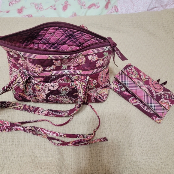 Vera Bradley Retired Piccadilly Plum Paisley Quilted Tote Shoulder Bag - Picture 3 of 13